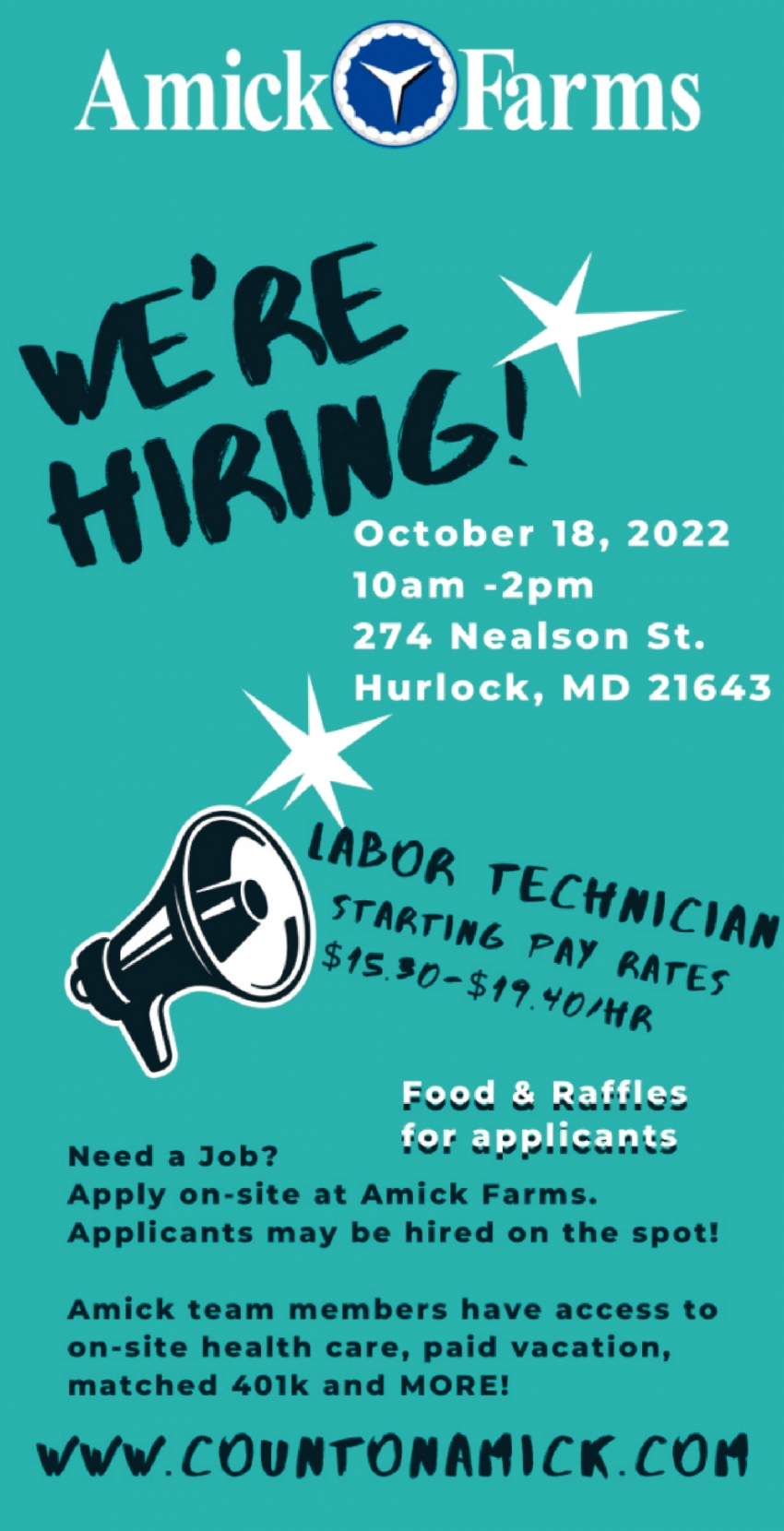 Labor Technician, Amick Farms, Hurlock, MD